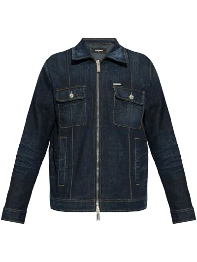 Dsquared2 Classic Denim Jacket With Front Zip In Blue