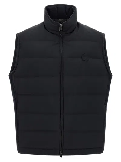 Brioni 'golf Capsule' Sleeveless Padded High Collar Vest In Blue