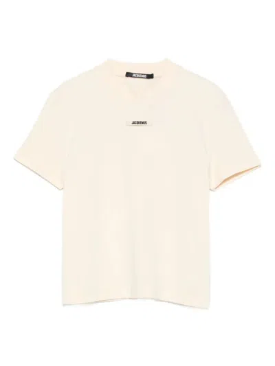 Jacquemus T-shirt With Gros Grain Logo In Neutral