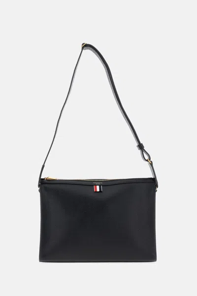 Thom Browne 4-bar Pebble Grain Messenger Bag In Black