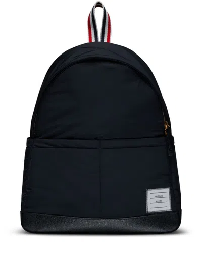 Thom Browne Branded Backpack Adjustable Straps In Black