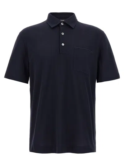 Zegna Men's Piquet Polo T-shirt In Black