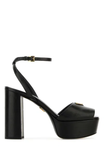 Prada Black Nappa Leather Sandals In Black