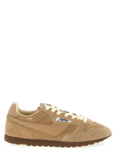 Autry Windspin Low Suede Panel Sneakers In Brown
