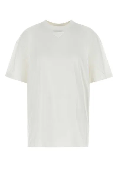 Prada Oversize Crew Neck T-shirt In White