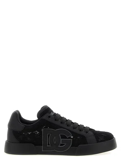 Dolce & Gabbana Taormina Casual Low-top Lace Sneakers In Black