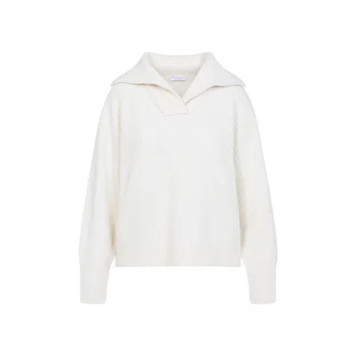 Brunello Cucinelli Sequined Cotton-blend Polo Sweater In White