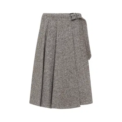 Brunello Cucinelli Virgin Wool Midi Skirt In Gray