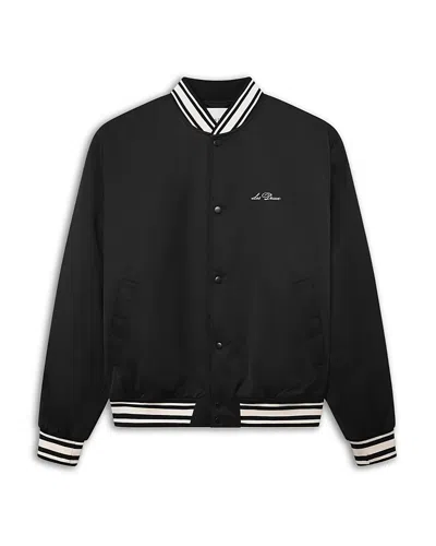 Les Deux Embroidered Satin Bomber Jacket In Black