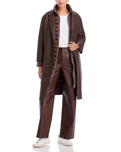 Herno Cappotto Lungo Con Piumino Staccabile Coat In Brown