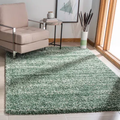 Safavieh Hudson Shag Machine Made Area Rug, Green / Ivory Shag Flokati Style Easy Care In Green