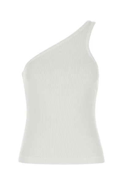 Agolde One-shoulder Ribbed Sleeveless Top In White