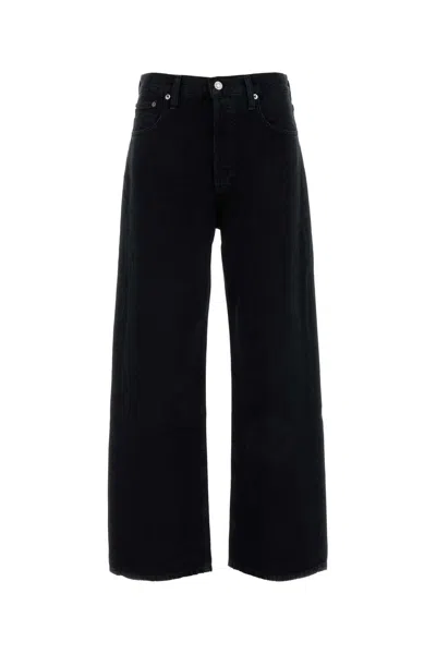 Agolde Mid-rise Wide-leg Denim Trousers In Black