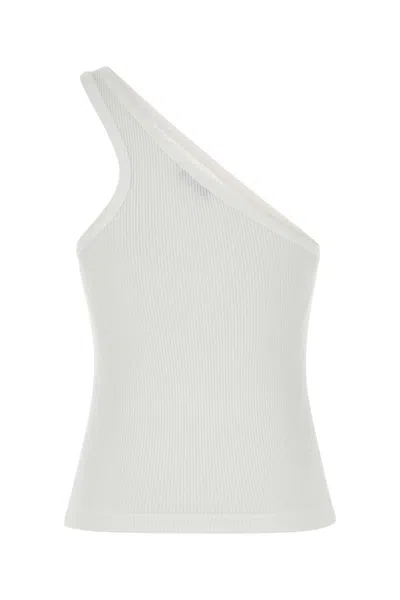 Agolde One-shoulder Ribbed Sleeveless Top In White