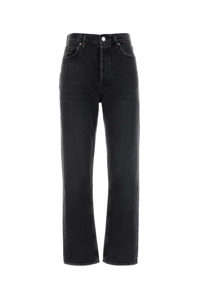 Agolde Riley Cropped Jeans In Black