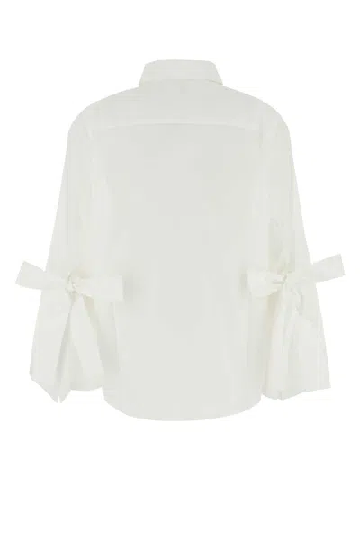 Cecilie Bahnsen White Poplin Oversize Bridget Shirt In Multi