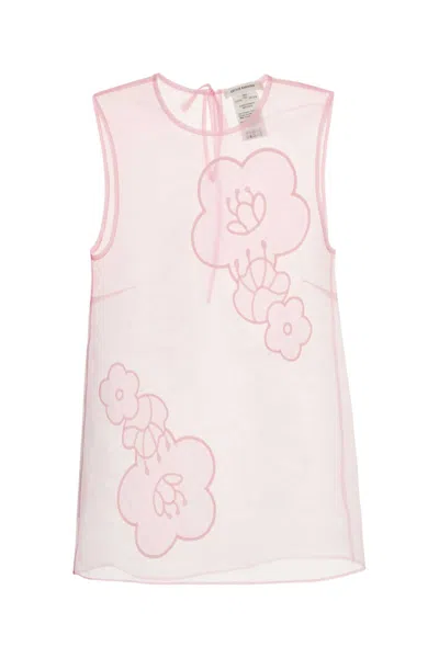 Cecilie Bahnsen Sheer Fabric Floral Embroidery Sleeveless Top In Pink