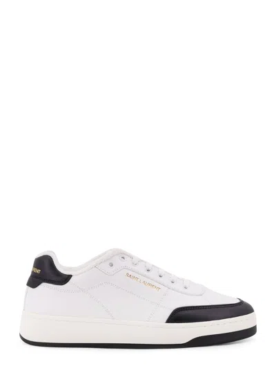 Saint Laurent White And Black Leather Sneakers In Multi