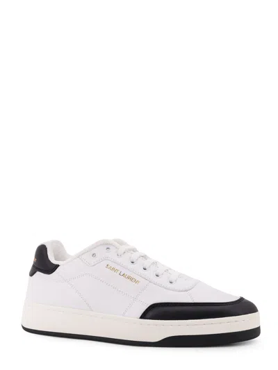 Saint Laurent White And Black Leather Sneakers In Multi