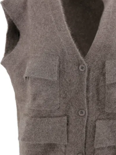 P.a.r.o.s.h Sleeveless Front Pocket Jacket In Gray