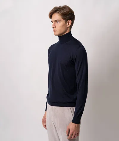 Larusmiani Turtleneck Sweater Pullman Sweater In Blue