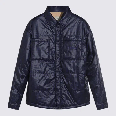 Fendi Embroidered Padded Jacket In Blue