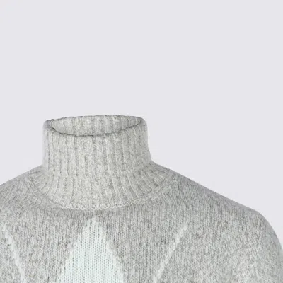 Eleventy Argyle Pattern Crewneck Sweater In Gray