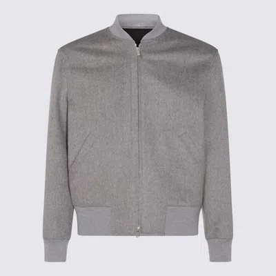 Lardini Relaxed Fit Jacket Ribbed Trims In Gray