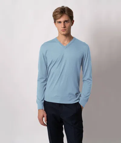 Larusmiani V-neck Sweater Pullman Sweater In Blue