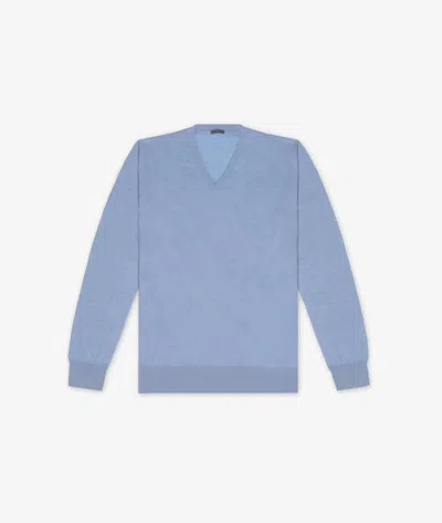 Larusmiani V-neck Sweater Pullman Sweater In Blue