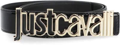 Just Cavalli Belt Patent Leather Metallic Detail In Black