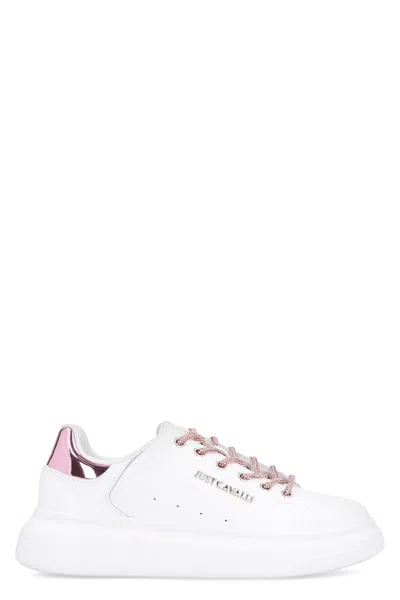 Just Cavalli Rick Owens White Leather Sneakers In White