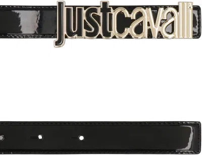 Just Cavalli Belt Patent Leather Metallic Detail In Black