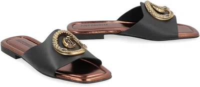 Just Cavalli Elisie Satin Slide Sandals In Black