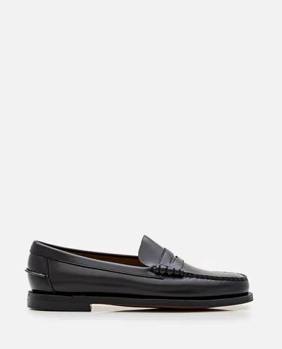 Sebago Rounded Toe Slip-on Moccasins With Smooth Leather Finish In Black