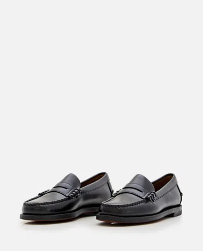 Sebago Rounded Toe Slip-on Moccasins With Smooth Leather Finish In Black