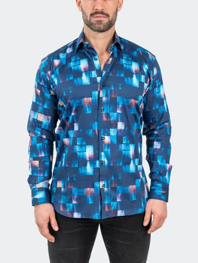 Maceoo Fibonacci Sensored Contemporary Fit Button-up Shirt In Blue