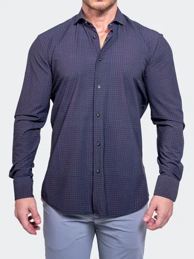 Maceoo Einstein Print Cotton Button-up Shirt In Blue