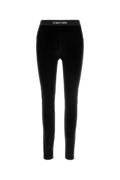 Tom Ford Velour Leggings Trousers Stretch Waistband Slim In Black
