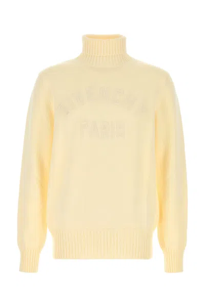 Givenchy Cotton Turtleneck Sweater Ribbed Cuffs In Yellow