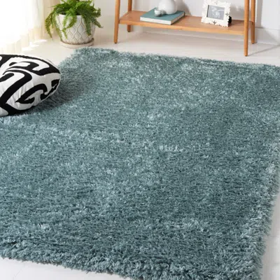 Safavieh Flokati Shag Machine Made Area Rug, Blue Shag / Flokati Style Easy Care In Blue