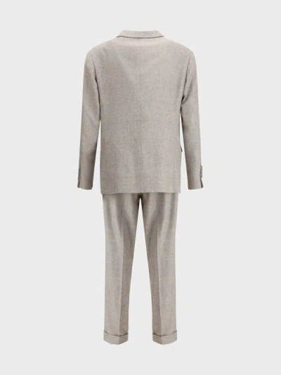 Brunello Cucinelli Peaked-lapel Check Suit In Neutral