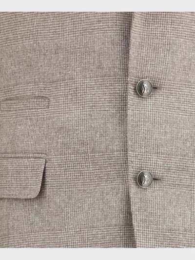 Brunello Cucinelli Peaked-lapel Check Suit In Neutral