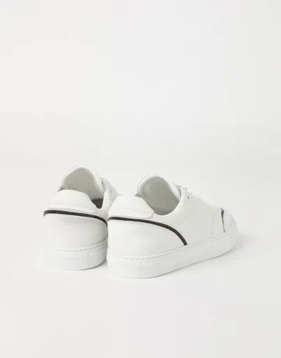 Brunello Cucinelli Leather Sneakers With Shiny Details In White