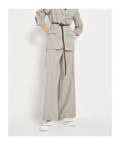 Brunello Cucinelli Leather Sneakers With Shiny Details In White