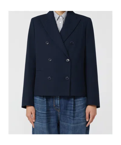 Weekend Max Mara Tappeto Double-breasted Button Jacket In Blue
