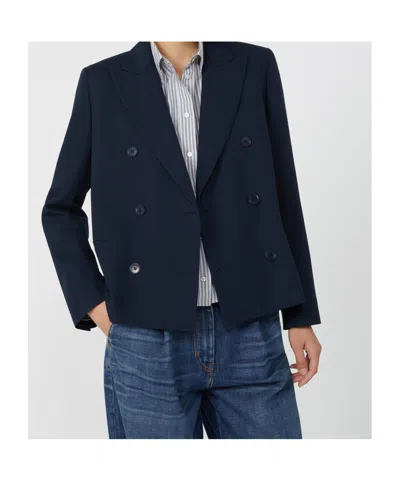 Weekend Max Mara Tappeto Double-breasted Button Jacket In Blue