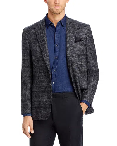 Canali Charcoal Boucle Plaid Regular Fit Sport Coat In Black