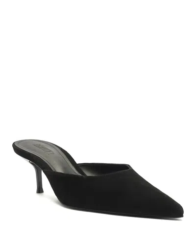 Schutz Julie Suede Kitten Heel Mule In Black, Women's At Urban Outfitters In Black