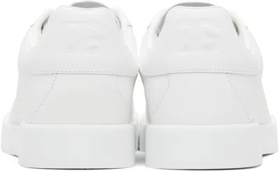 Dolce & Gabbana Portofino Low-top Leather Sneakers With Lateral Monogram In Neutral